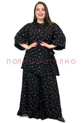 13-8659 Костюм нарядный-туника и брюки-юбка DARKWIN плотный шифон
