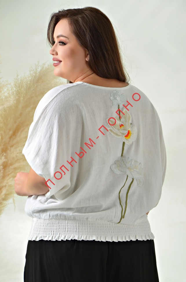 16-9857 Блуза с вышивкой на спине DARKWIN лен