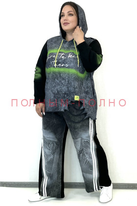 13-9601 Комплект - туника и брюки с молниями POMPADUR хлопок и вискоза